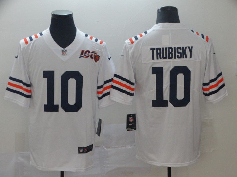 Men Chicago Bears #10 Trubisky White 100th Anniversary Nike Vapor Untouchable Player NFL Jerseys